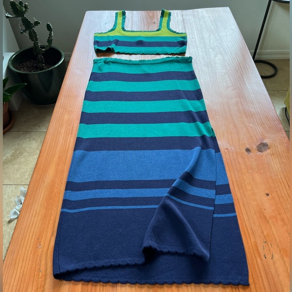 Anthropologie Dresses & Skirts - Anthropologie Vibrant Green and Blue Knit Set